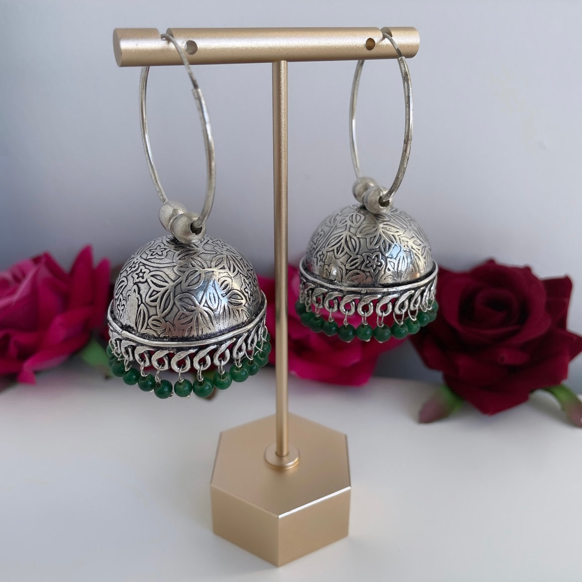 Geoxideerde oorringen met jhumka