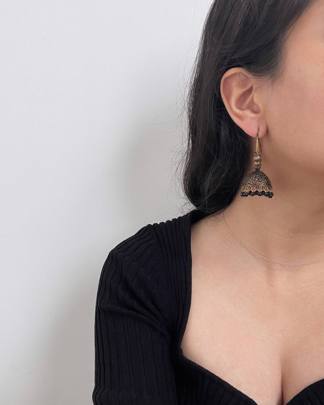 Oxidized jhumka brass