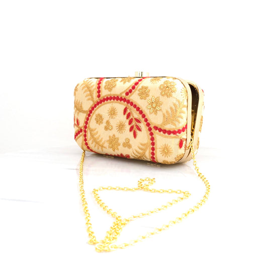 Clutch in goud/rood