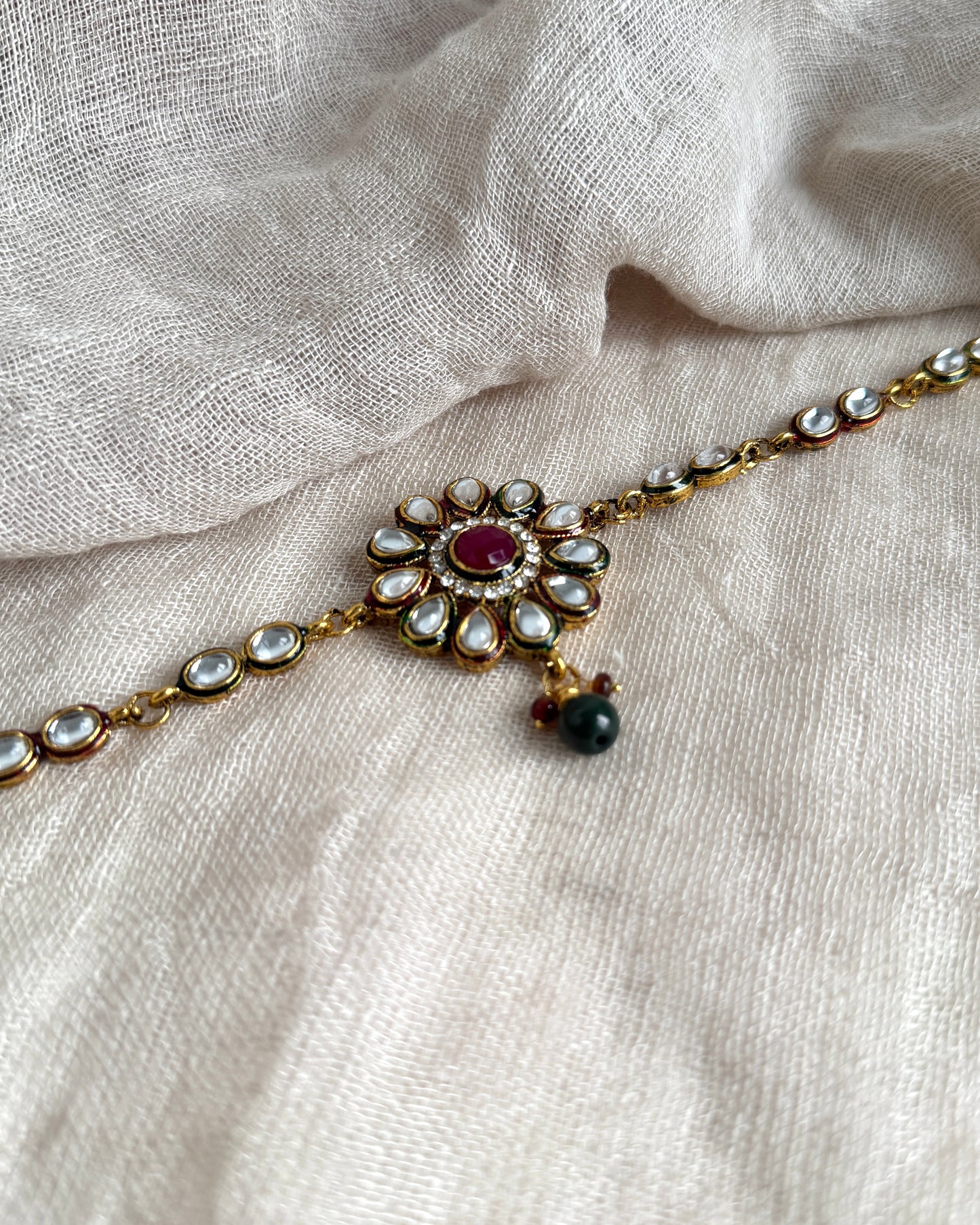 Bajuband bloem rood-groen