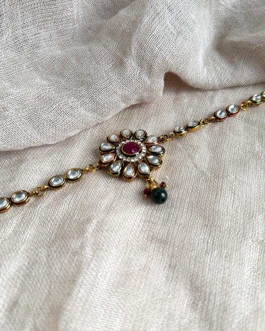 Bajuband bloem rood-groen