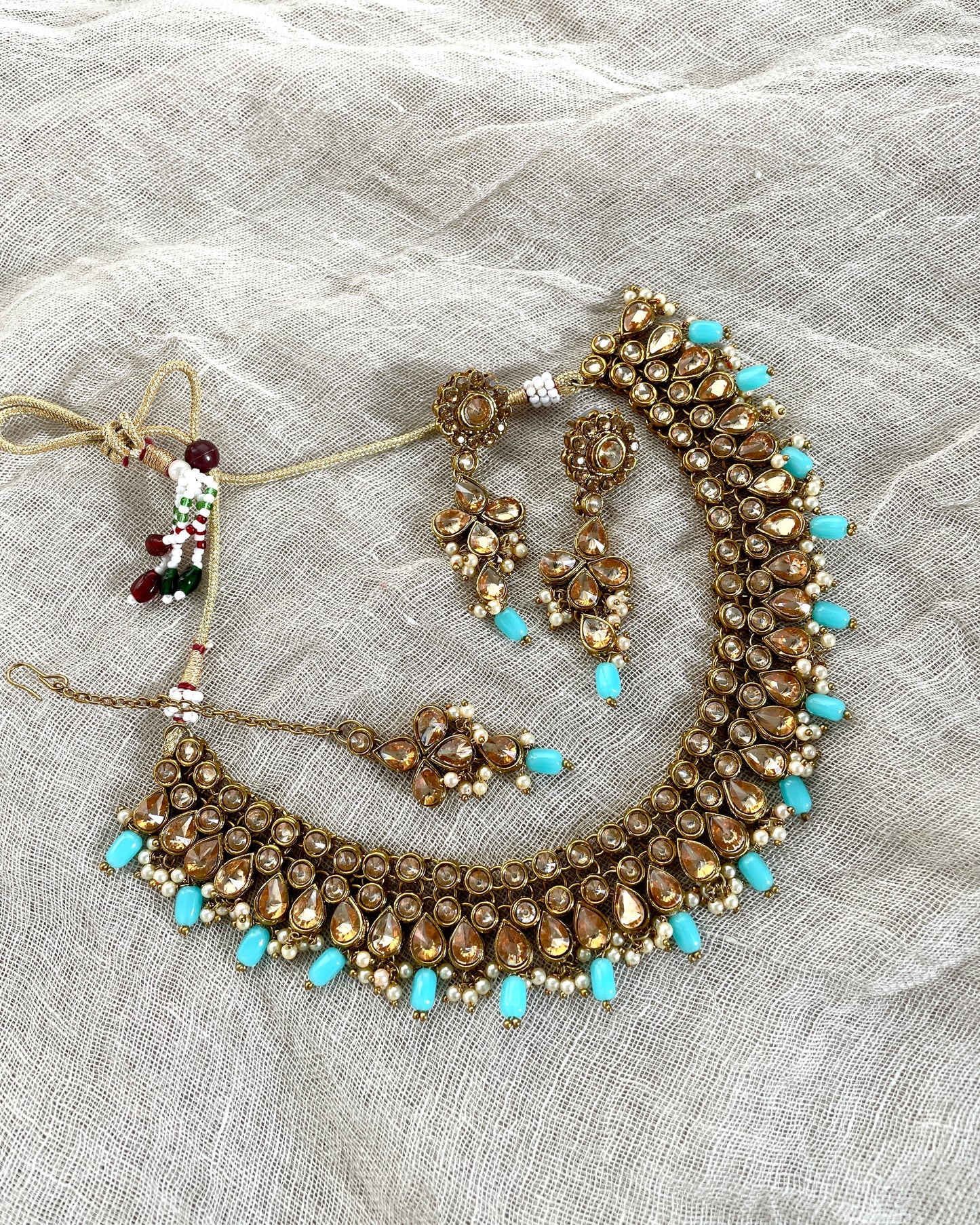 Sieradenset met lichtblauwe details