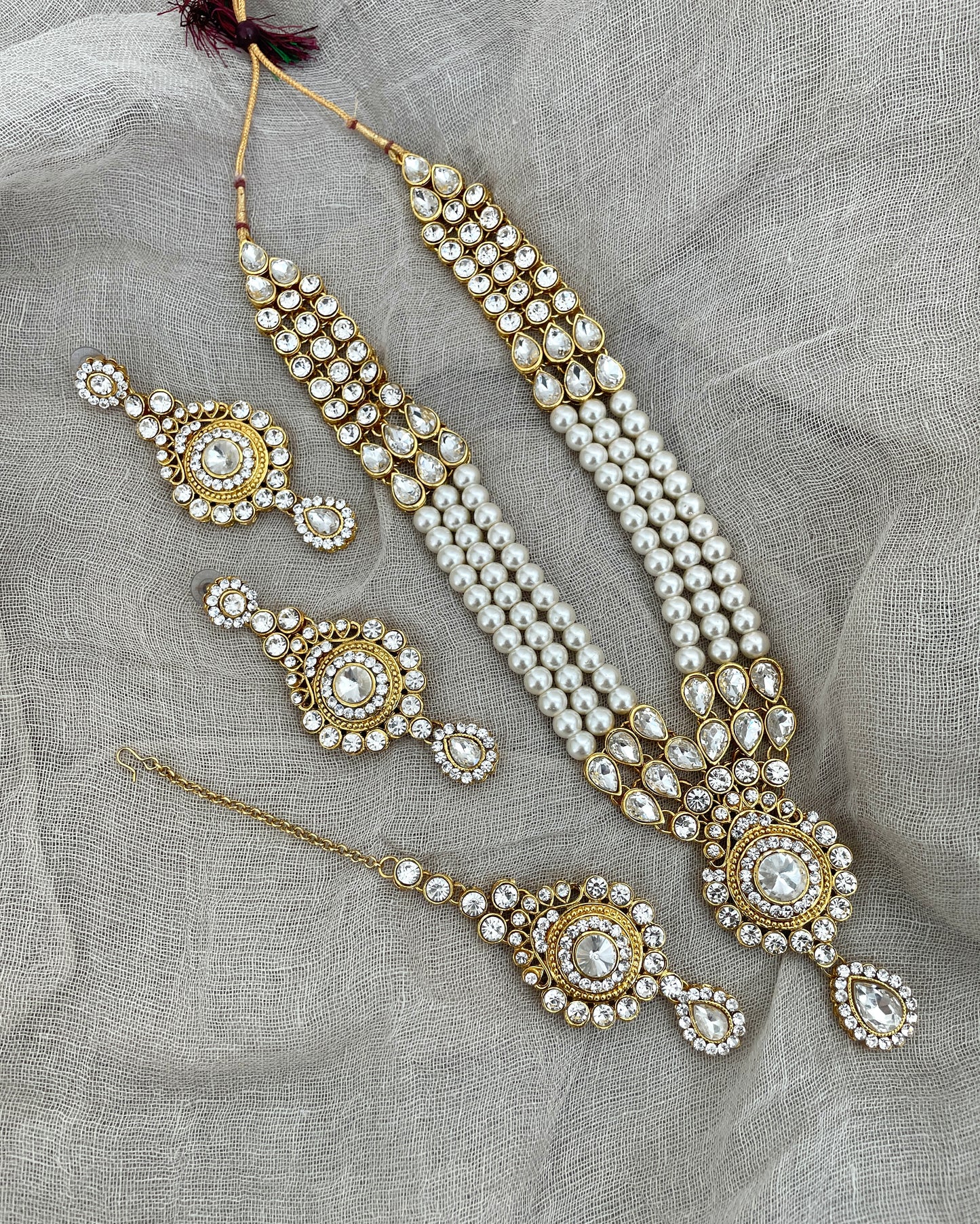 Statement jewelry set with rani haar and pearls