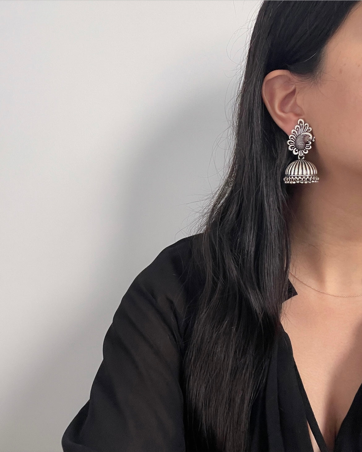 Zilverkleurige jhumka