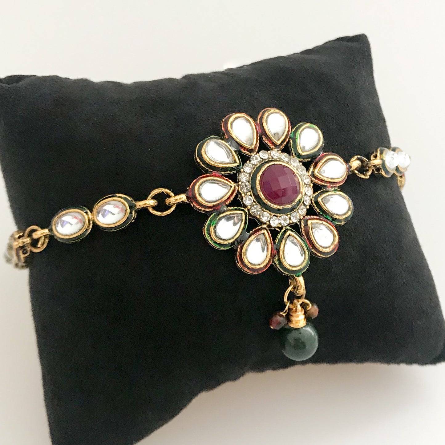 Bajuband bloem rood-groen