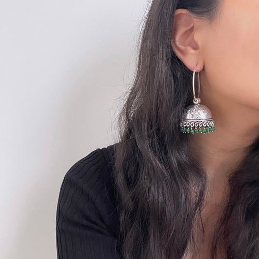 Geoxideerde oorringen met jhumka