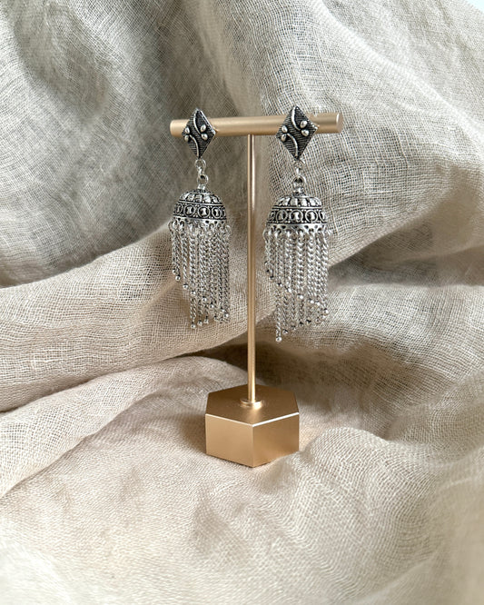 Lichtgewicht jhumka zilverkleurig