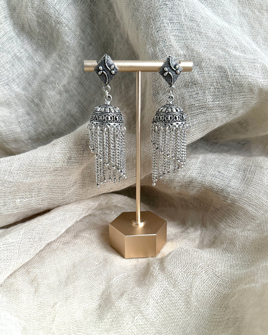 Lichtgewicht jhumka zilverkleurig