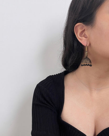 Oxidized jhumka brass