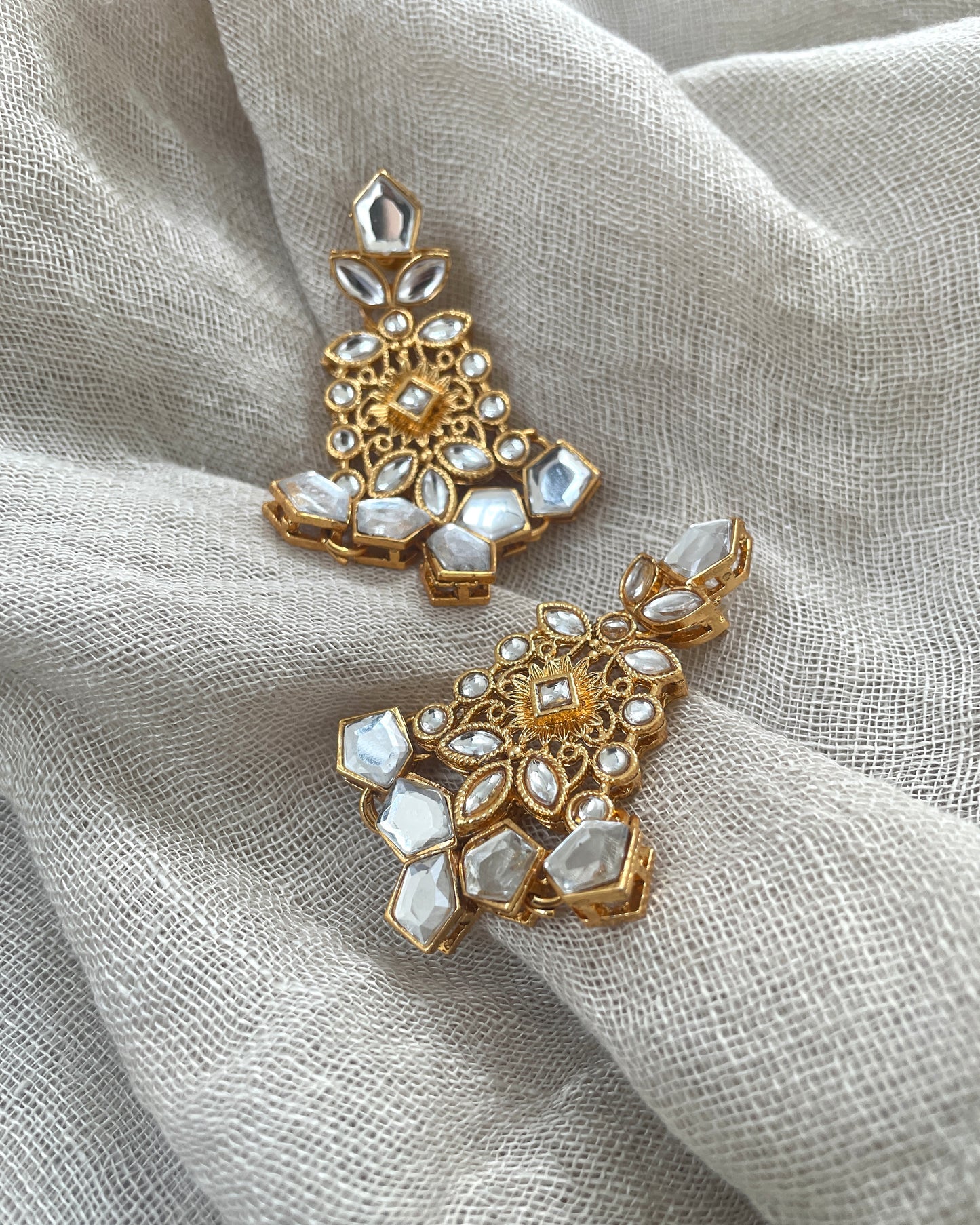 Statement earrings with mirror stones