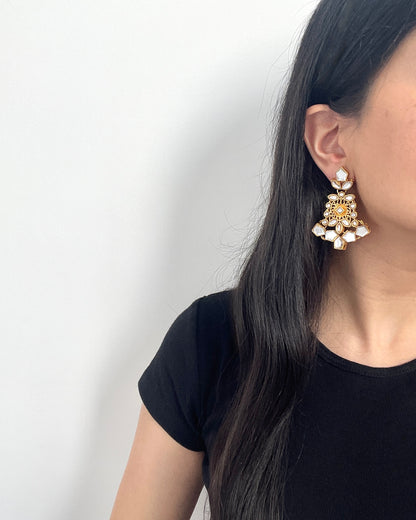 Statement earrings with mirror stones