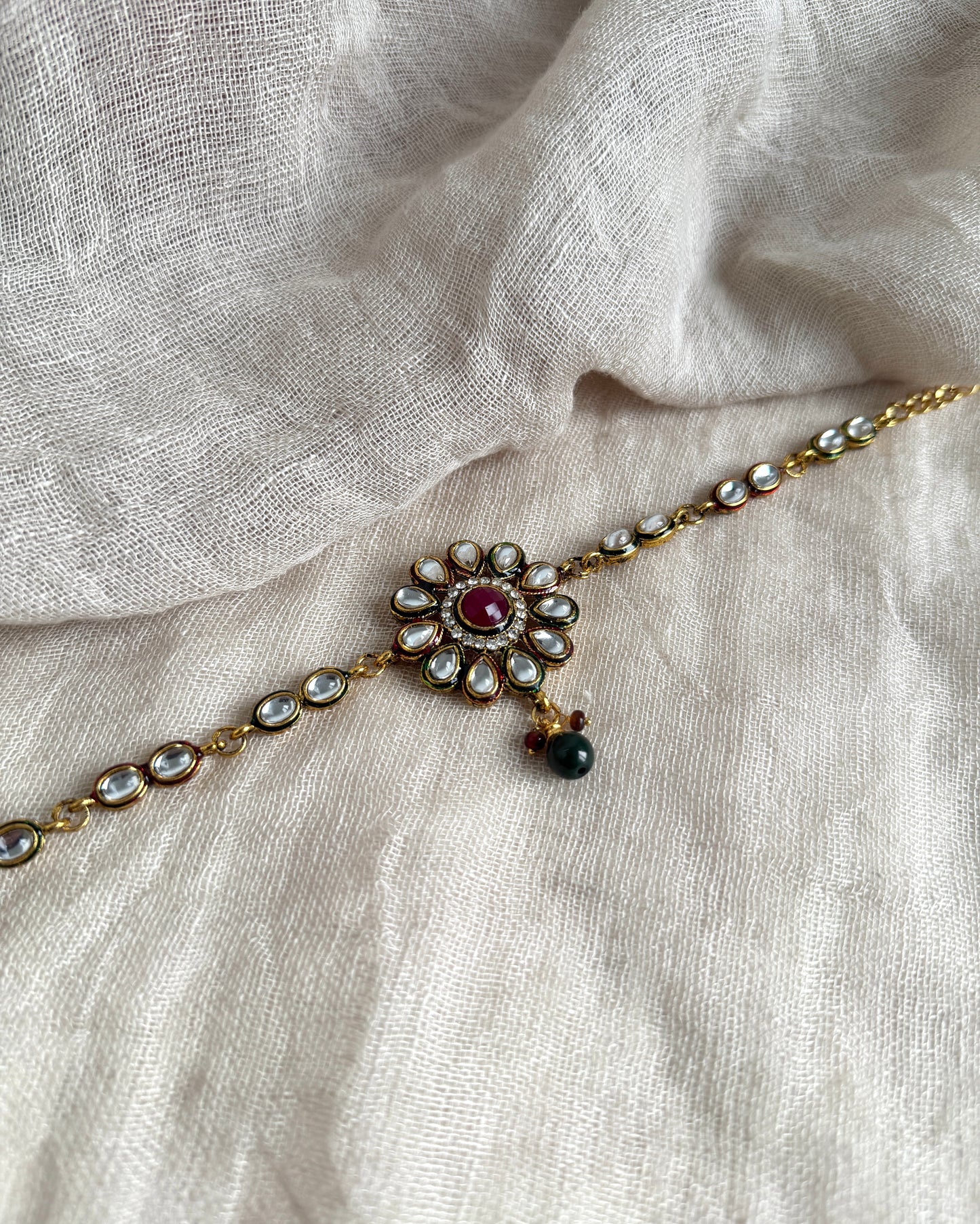 Bajuband bloem rood-groen