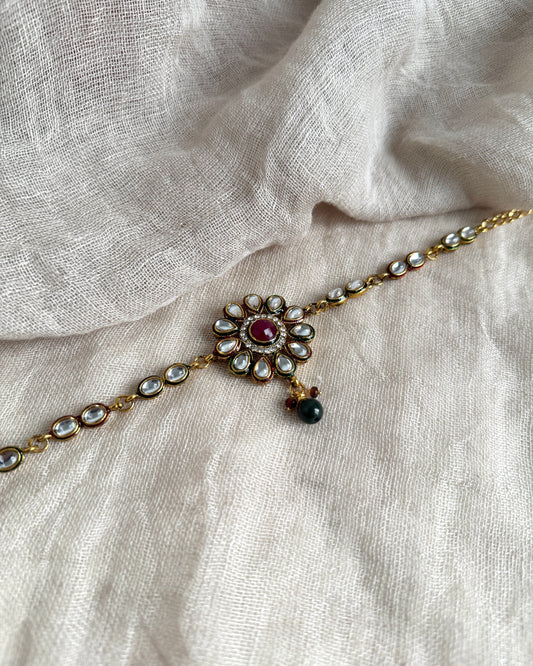 Bajuband bloem rood-groen