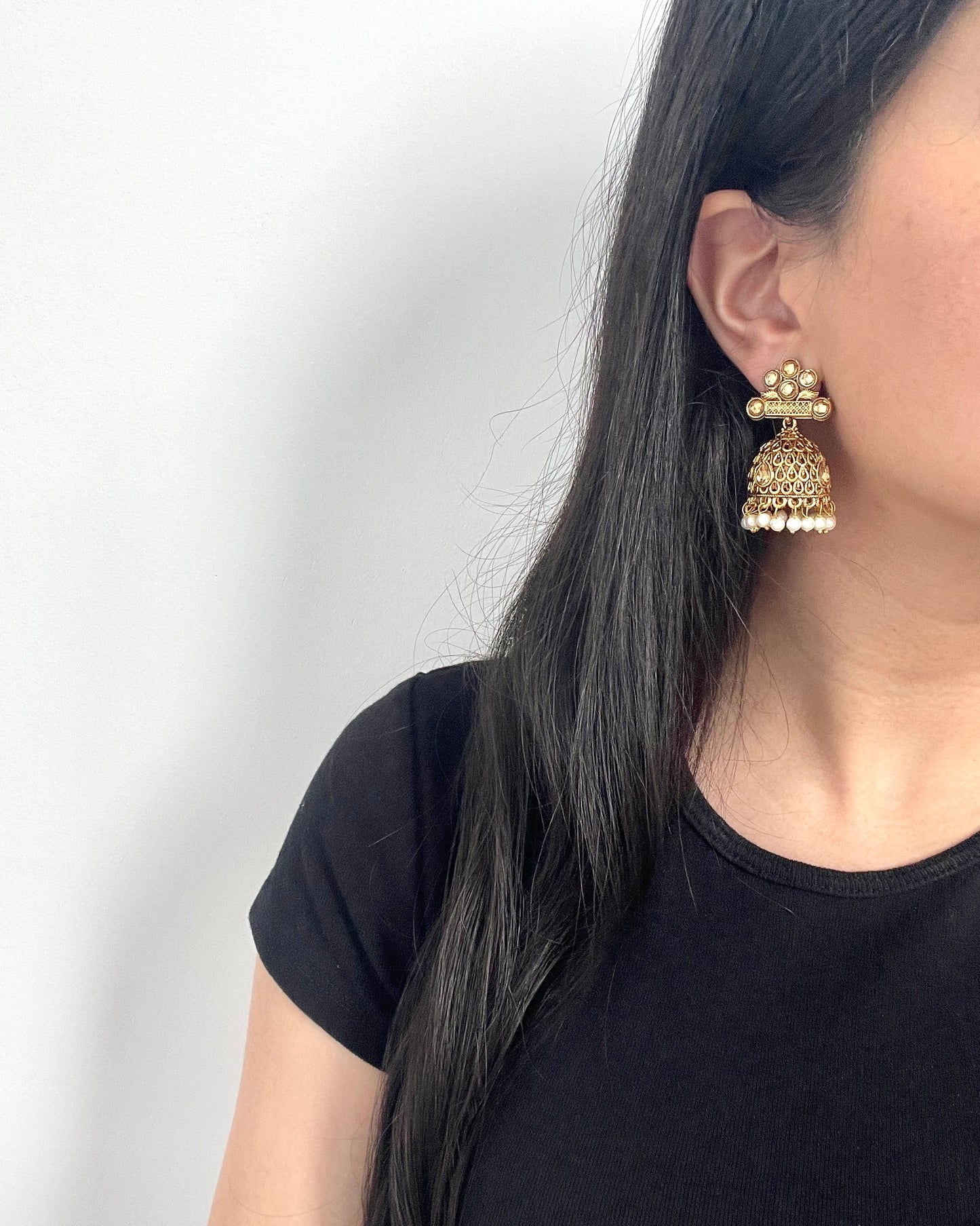 Gold colored jhumka