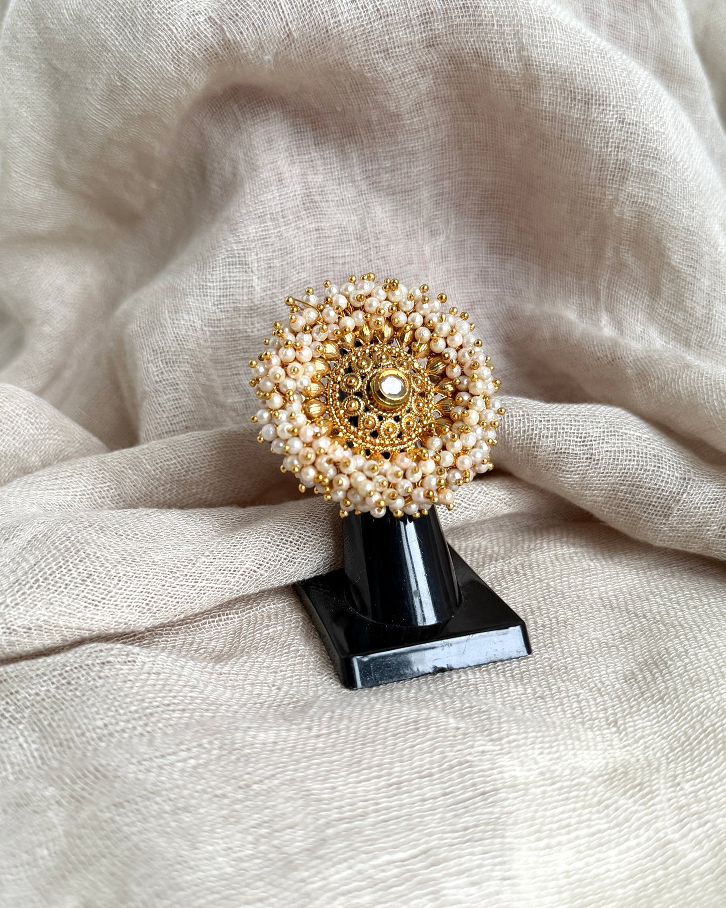 Statement ring met parels