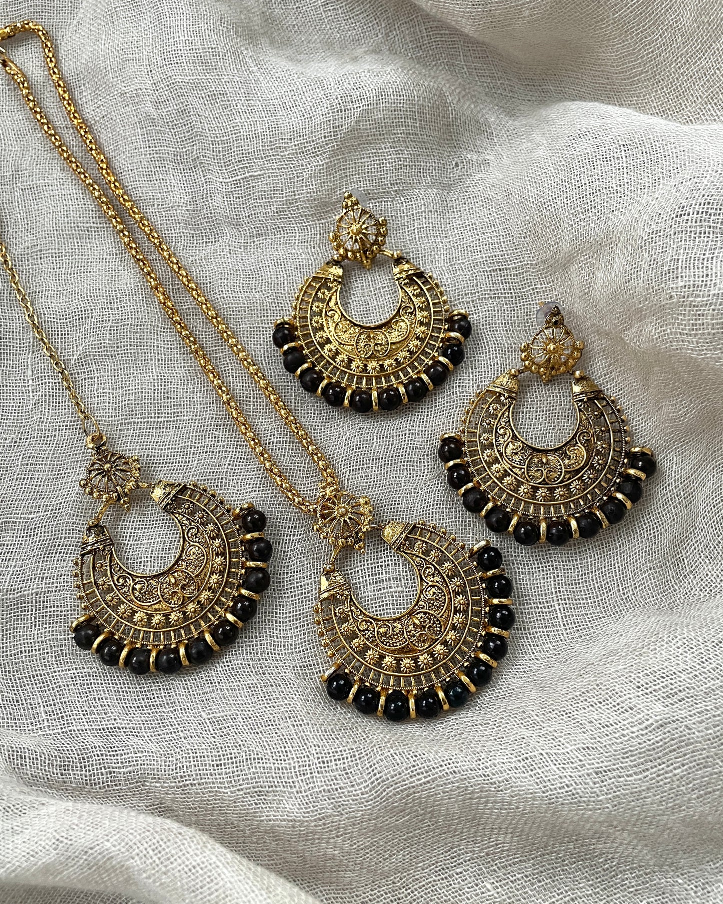 Black chandbalis jewelry set