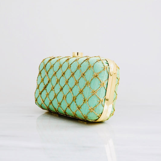 Clutch in turquoise/goud