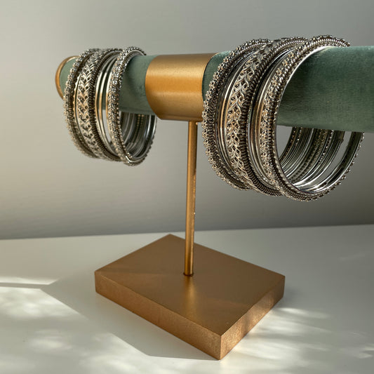 Silver colored bangles