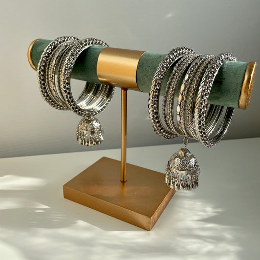 Silver colored bangles with latkan