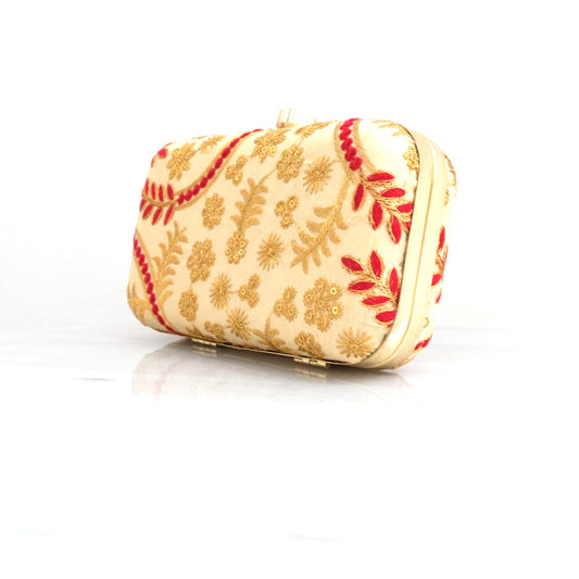 Clutch in goud/rood